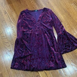 London Muse Velvet Dress with Bell Sleeves